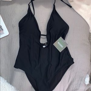 Missguided Halter Neck Plunge Swimsuit